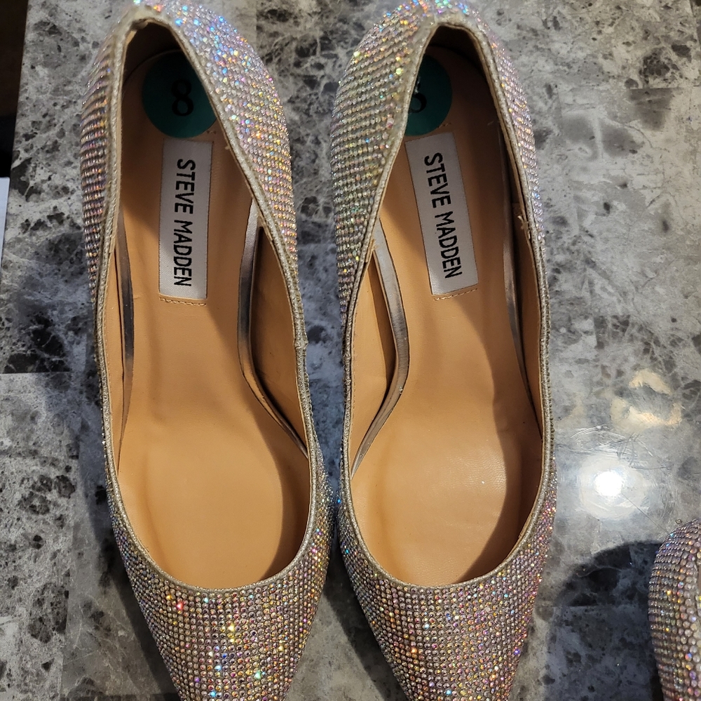 Steve Madden Silver Rhinestone Heels - Picture 3 of 6